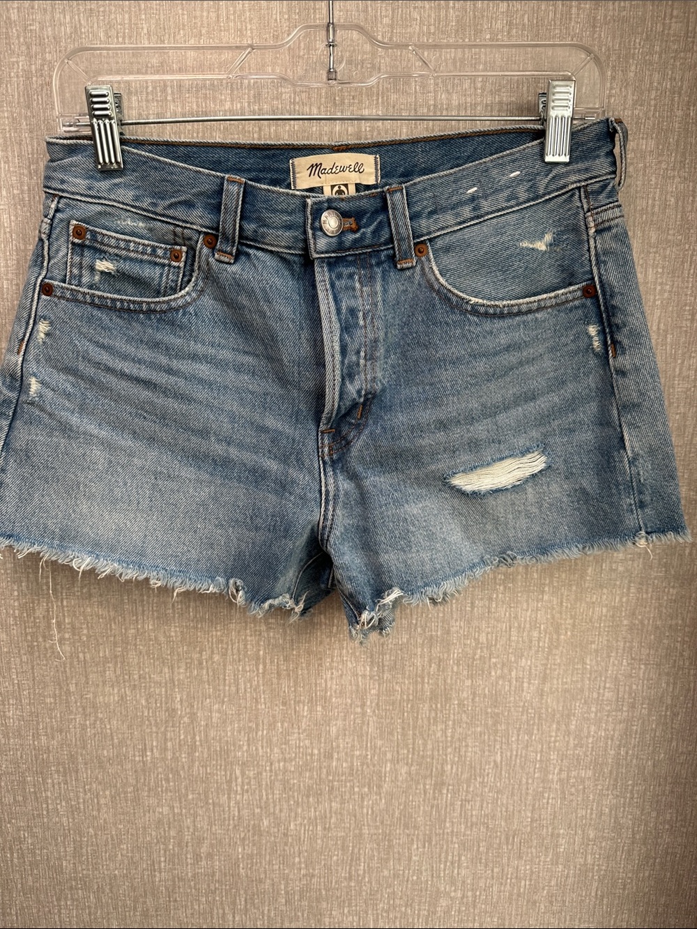 Madewell Light Wash Distressed Denim Shorts